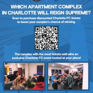Want the Charlotte FC team to host an event at Holly Crest? Scan the QR code here to purchase discounted tickets for upcoming @charlottefc games!
